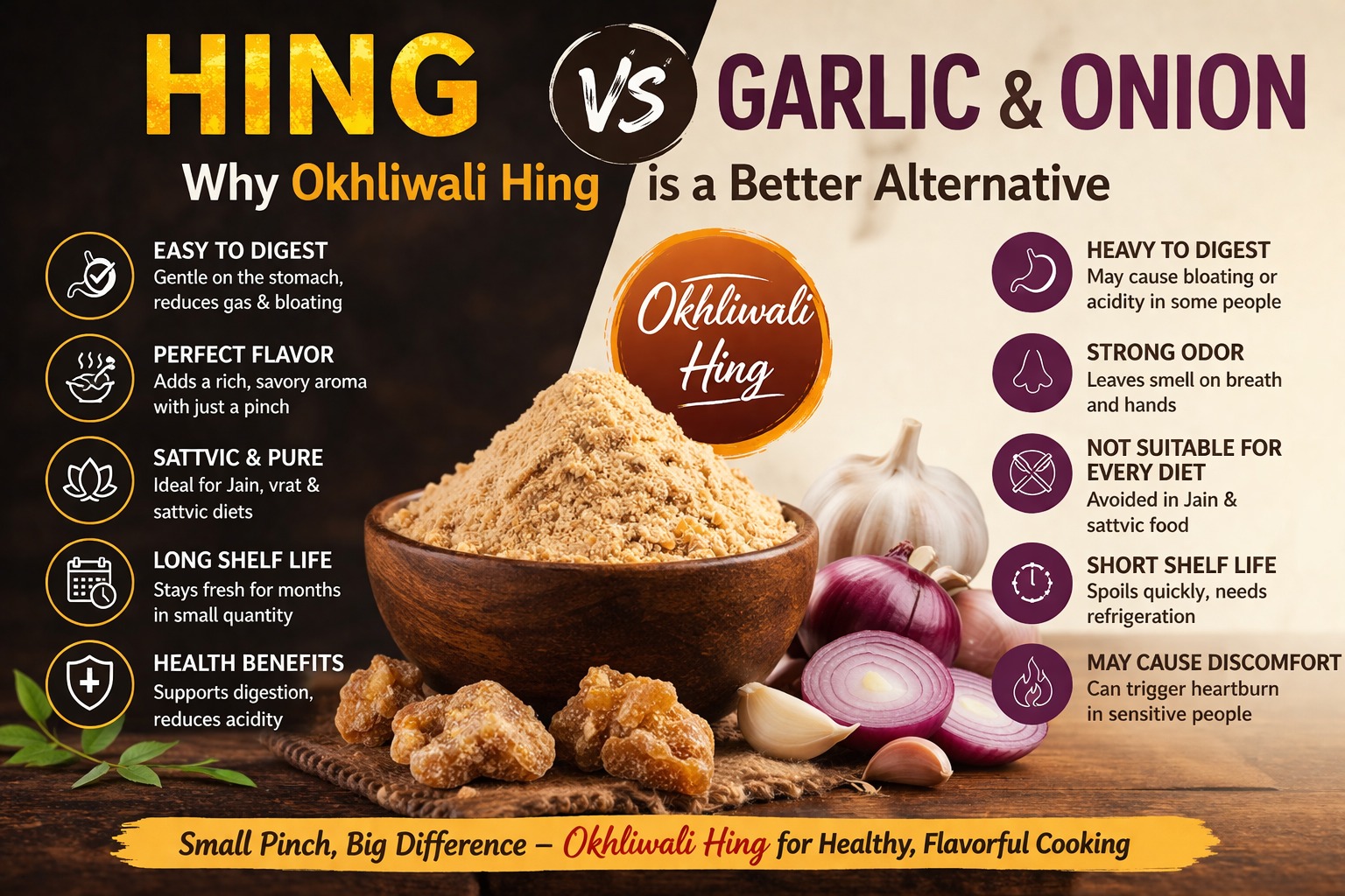 Hing vs Garlic Onion: Why Okhliwali Hing is a Better Alternative